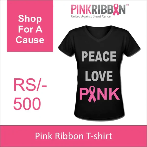 Pink Ribbon - Black T-Shirt