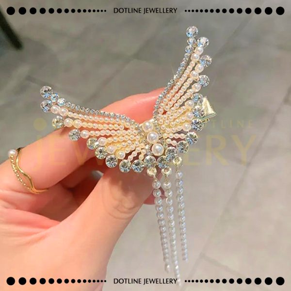 Dotline Jewellery Butterfly Style Hair Clips, Angel Wings Chain Tassel, Hair Clips Hair Accessories JHC01 - Image 2