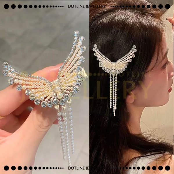 Dotline Jewellery Butterfly Style Hair Clips, Angel Wings Chain Tassel, Hair Clips Hair Accessories JHC01