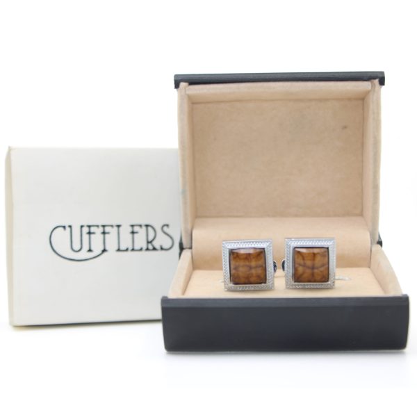 Cufflers Classic Cufflinks for Men's Shirt with a Gift Box - CU-0003 - Brown - Image 4