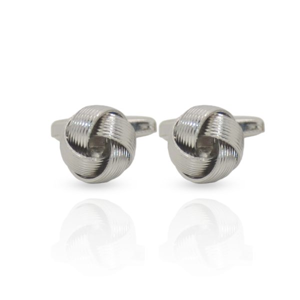 Cufflers Classic Gold and Silver Round Cufflinks with Free Gift Box - CU-0013 - Silver