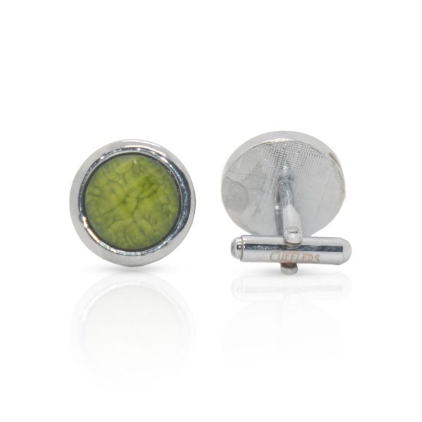 Cufflers Classic Green Round Cufflinks with Free Gift Box - CU-0018 - Image 2