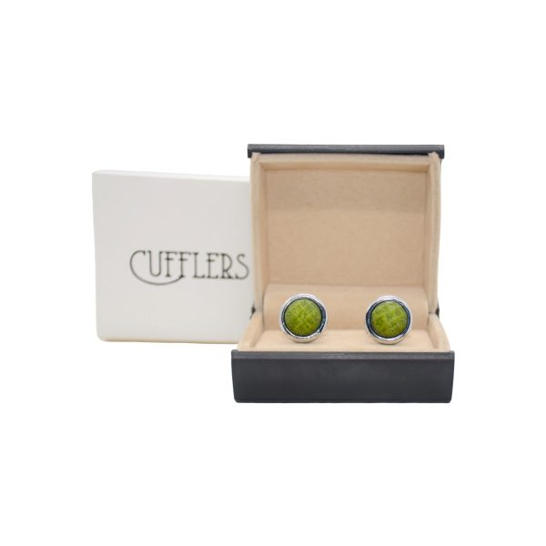 Cufflers Classic Green Round Cufflinks with Free Gift Box - CU-0018 - Image 4