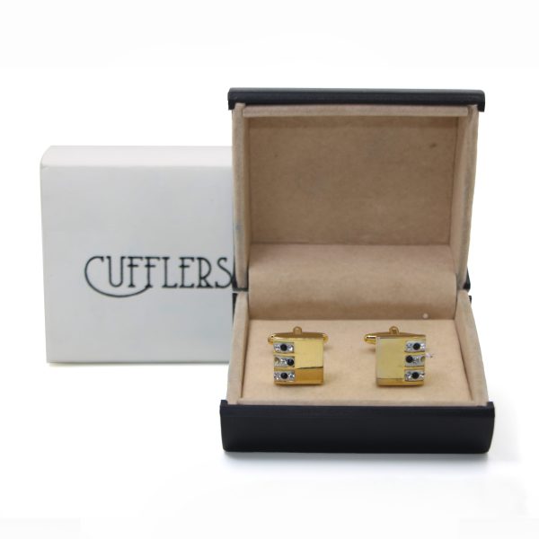 Cufflers Vintage Square Cufflinks with Free Gift Box - CU-1011 - Gold - Image 4