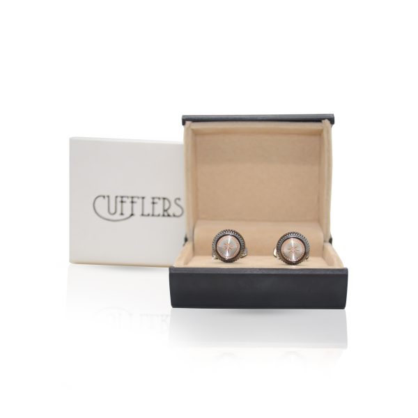 Cufflers Vintage Snowflakes Cufflinks - Model with Free Gift Box - CU-1027 - Image 4