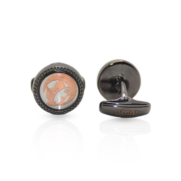 Cufflers Vintage Classic Black Circle Cufflinks Model - Free Gift Box Included - CU-1029 - Image 2