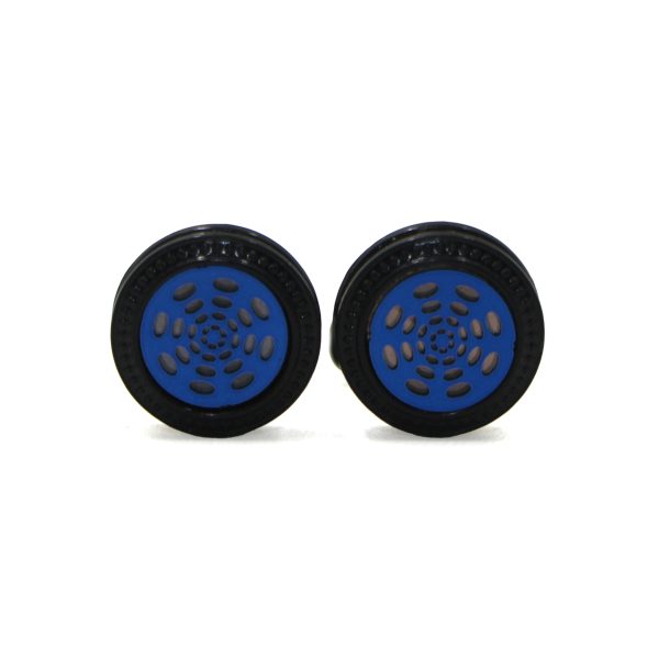 Cufflers Novelty Cufflinks with Free Gift Box - Stylish Black and Blue Round Design - CU-2012