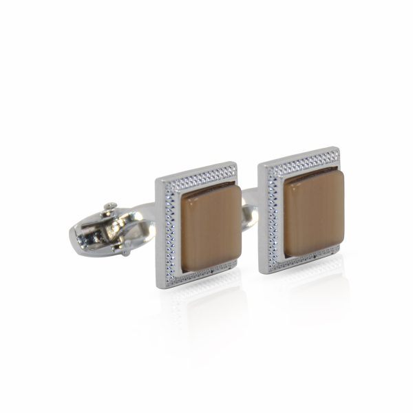 Cufflers Novelty Square Cufflinks CU-2030-C | Mid Brown Crystal | Free Gift Box - Image 3