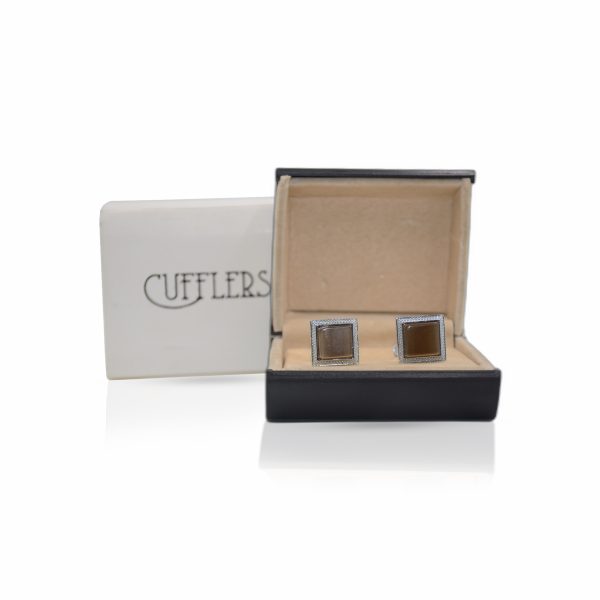 Cufflers Novelty Square Cufflinks CU-2030-C | Mid Brown Crystal | Free Gift Box - Image 4