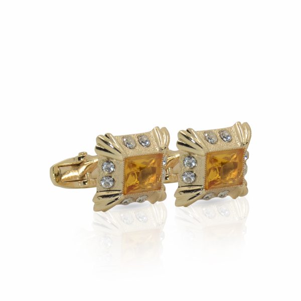 Cufflers Novelty Gold Square Cufflinks CU-2036-A with Free Gift Box - Image 2