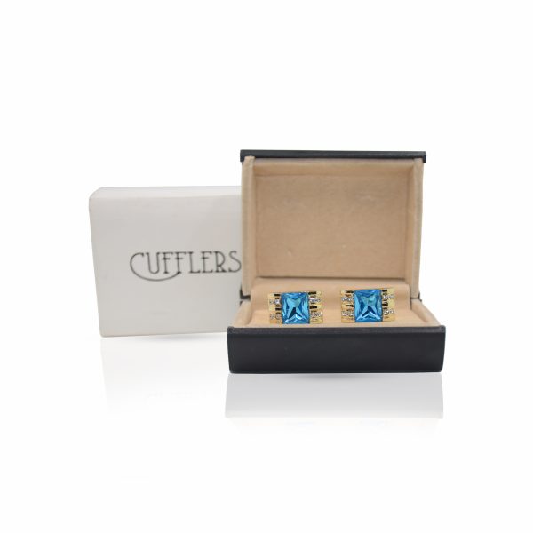 Cufflers Novelty Gold Square Cufflinks CU-2033 with Free Gift Box - Image 3