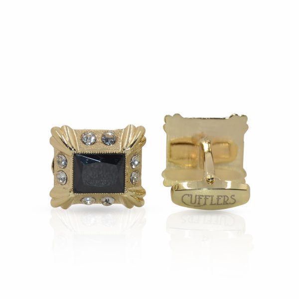 Cufflers Novelty Gold Square Cufflinks CU-2036-B with Free Gift Box - Image 2