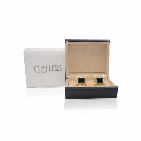 Cufflers Novelty Gold Square Cufflinks CU-2036-B with Free Gift Box - Image 4