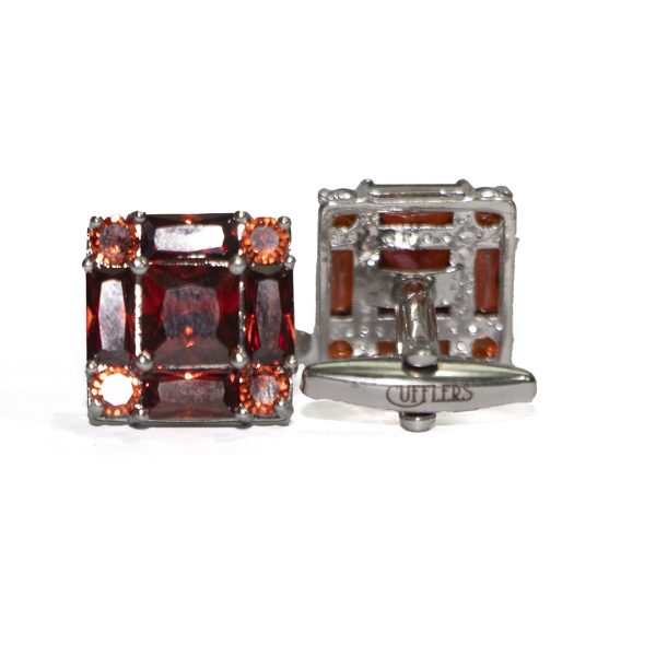 Cufflers Modern Square Cufflinks with Free Gift Box - CU-3001 - Red - Image 2