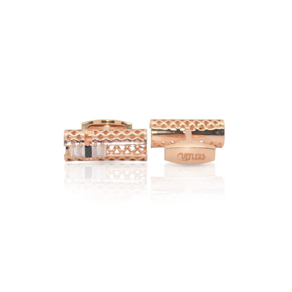 Cufflers Modern Rectangle Cufflinks with Free Gift Box - CU-3010 - Rose Gold - Image 2