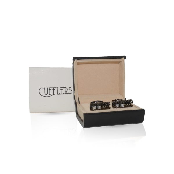 Cufflers Modern Rectangle Cufflinks with Free Gift Box - CU-3010 - Black - Image 4