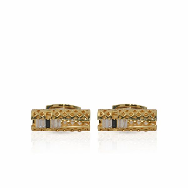 Cufflers Modern Gold Cylinder Shape Cufflinks CU-3010-C with Free Gift Box