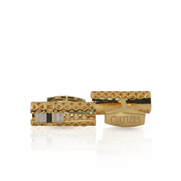 Cufflers Modern Gold Cylinder Shape Cufflinks CU-3010-C with Free Gift Box - Image 4