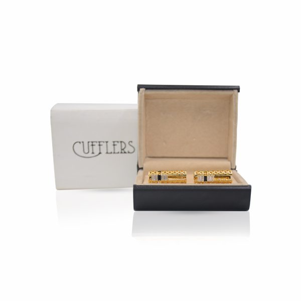 Cufflers Modern Gold Cylinder Shape Cufflinks CU-3010-C with Free Gift Box - Image 3