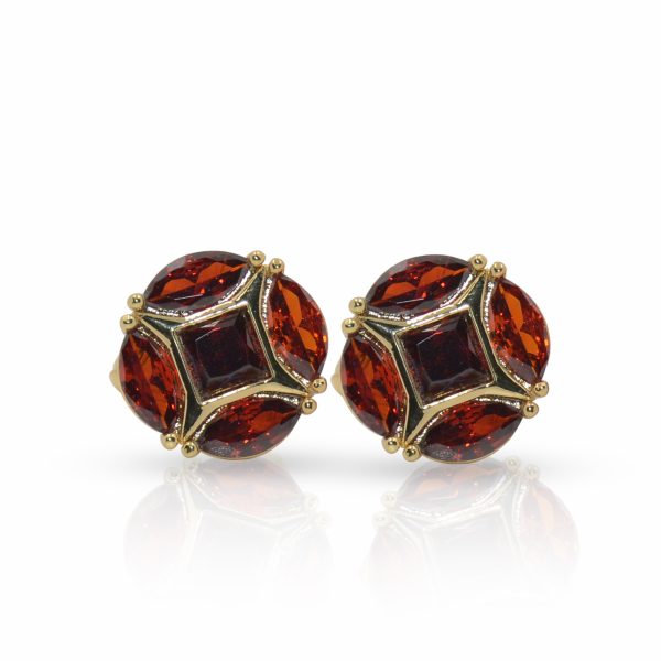 Cufflers Modern Red Crystal Round Cufflinks CU-3013-A with Free Gift Box