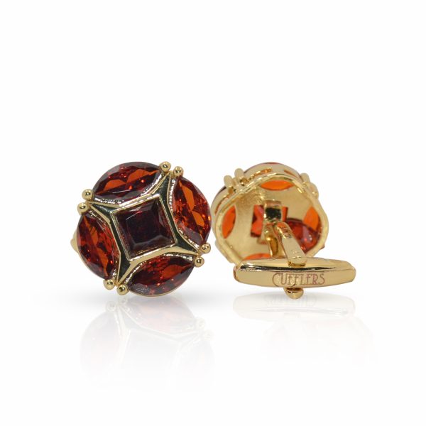 Cufflers Modern Red Crystal Round Cufflinks CU-3013-A with Free Gift Box - Image 2