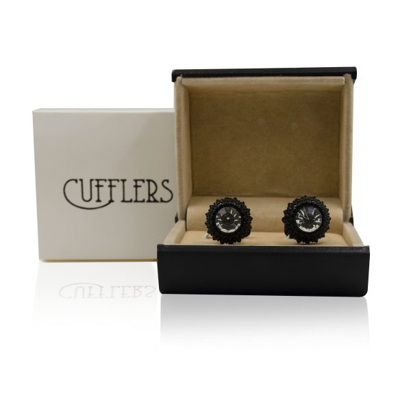 Cufflers Designer Black Circle Cufflinks with Free Gift Box - CU-4004 - Image 4