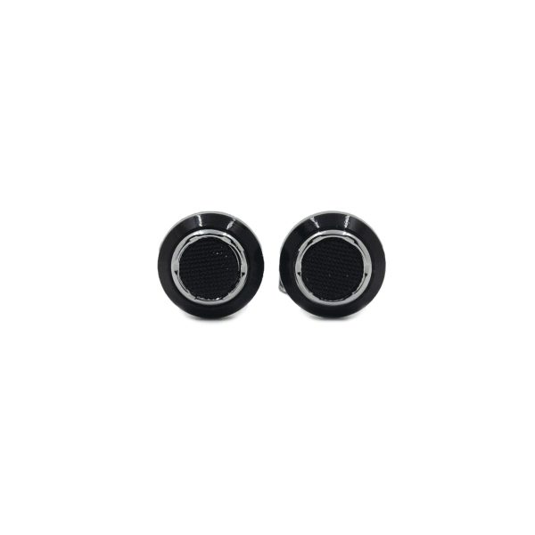 Cufflers Designer Cufflinks with Free Gift Box - Black and Silver Circle Design - CU-4006