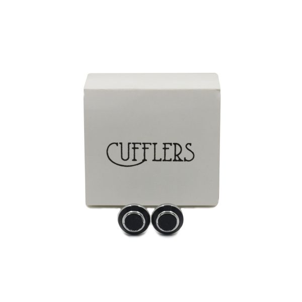 Cufflers Designer Cufflinks with Free Gift Box - Black and Silver Circle Design - CU-4006 - Image 5