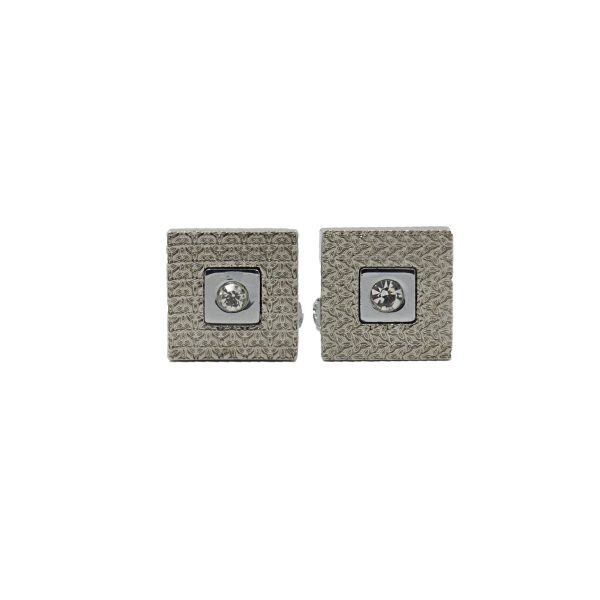 Cufflers Designer Cufflinks with Free Gift Box - Silver & White Square Design - CU-4009