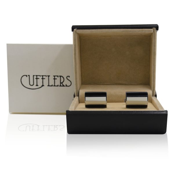 Cufflers Designer Men's Black/White Exclusive Cufflinks with Gift Box - CU-4012 - Image 4