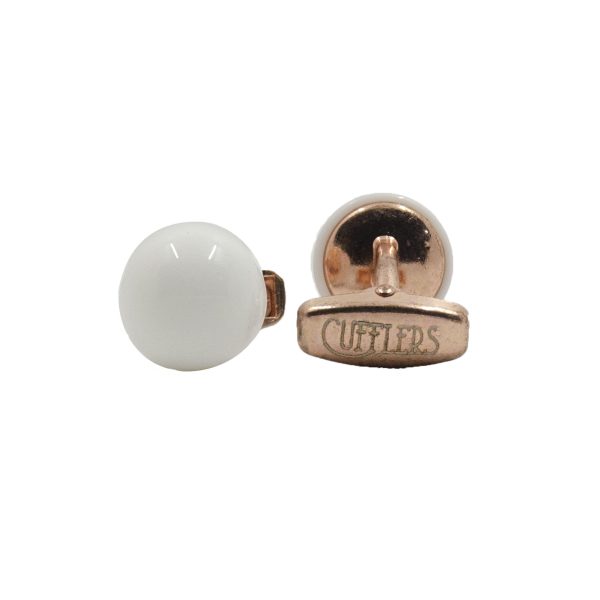 Cufflers Designer Cufflinks White Circle Design with Free Gift Box - CU-4023 - Image 2