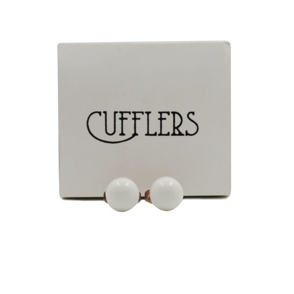 Cufflers Designer Cufflinks White Circle Design with Free Gift Box - CU-4023 - Image 5