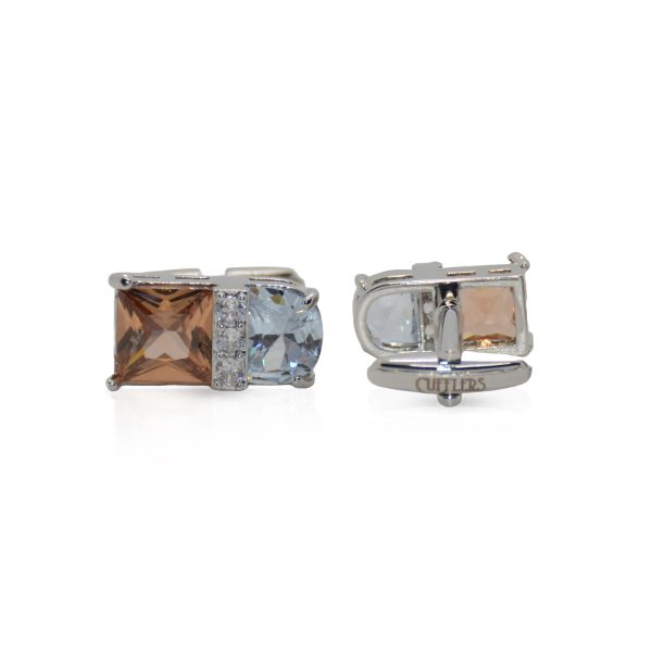 Cufflers Designer Silver Square Gemstone Cufflinks with Free Gift Box - CU-4027 - Image 2