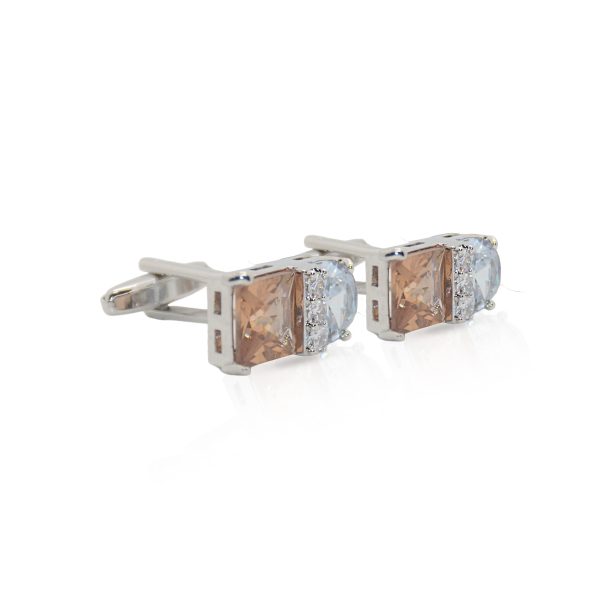 Cufflers Designer Silver Square Gemstone Cufflinks with Free Gift Box - CU-4027 - Image 3