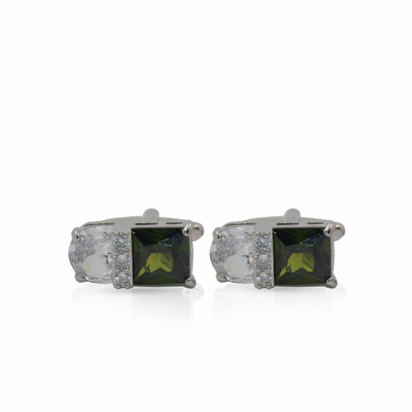 Cufflers Designer Square Crystal Cufflinks CU-4027-B with Free Gift Box