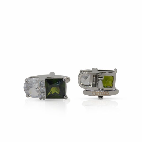 Cufflers Designer Square Crystal Cufflinks CU-4027-B with Free Gift Box - Image 2