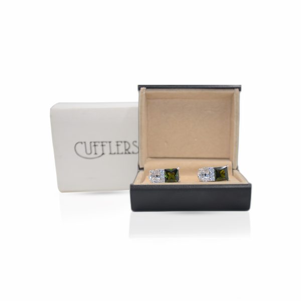 Cufflers Designer Square Crystal Cufflinks CU-4027-B with Free Gift Box - Image 4