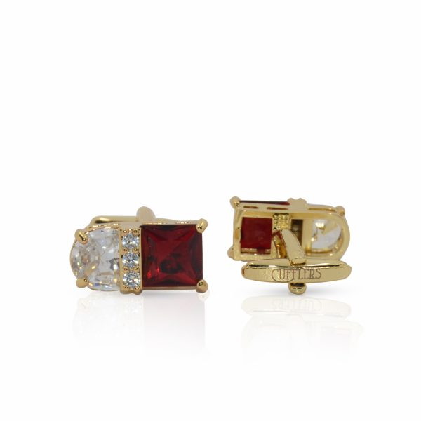 Cufflers Designer Red Square Crystal Cufflinks CU-4030-A with Free Gift Box - Image 4