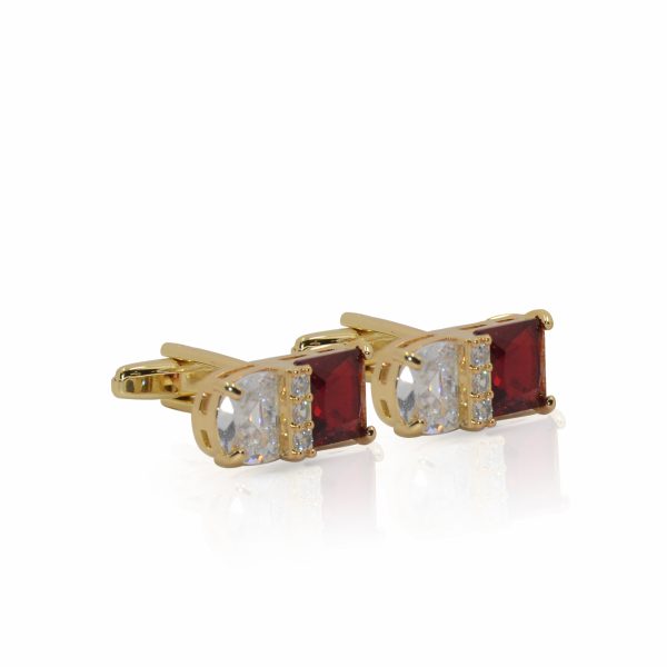 Cufflers Designer Red Square Crystal Cufflinks CU-4030-A with Free Gift Box - Image 2