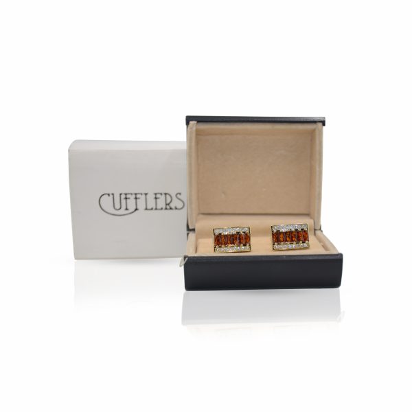 Cufflers Designer Rectangular Gemstone Cufflinks CU-4032 with Free Gift Box - Image 4