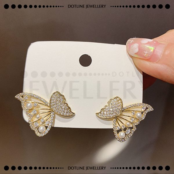 Dotline Jewellery Stylish Diamond Butterfly Earrings, Stylish Butterfly Tops for Women JER01-GO - Image 2