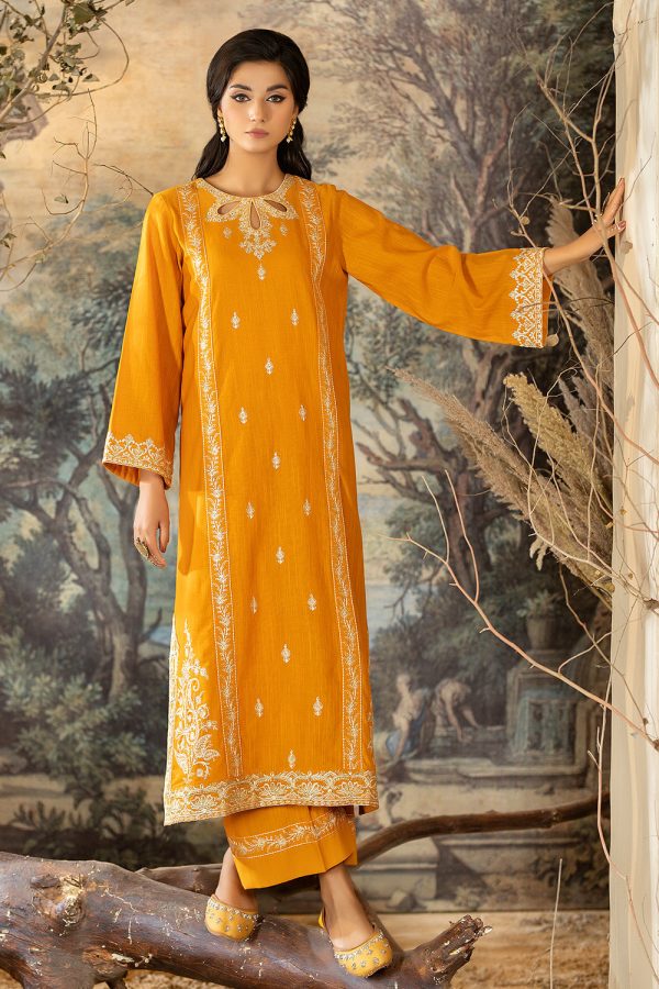 La Rosaa LW2-06 mustard Embroidered - 2 Piece