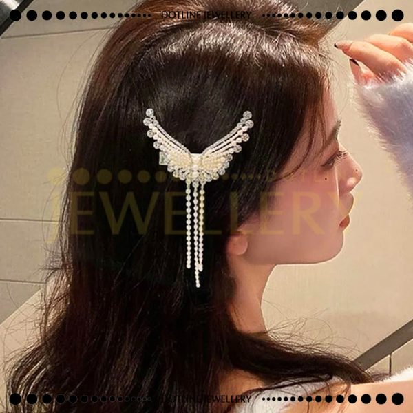 Dotline Jewellery Butterfly Style Hair Clips, Angel Wings Chain Tassel, Hair Clips Hair Accessories JHC01 - Image 4